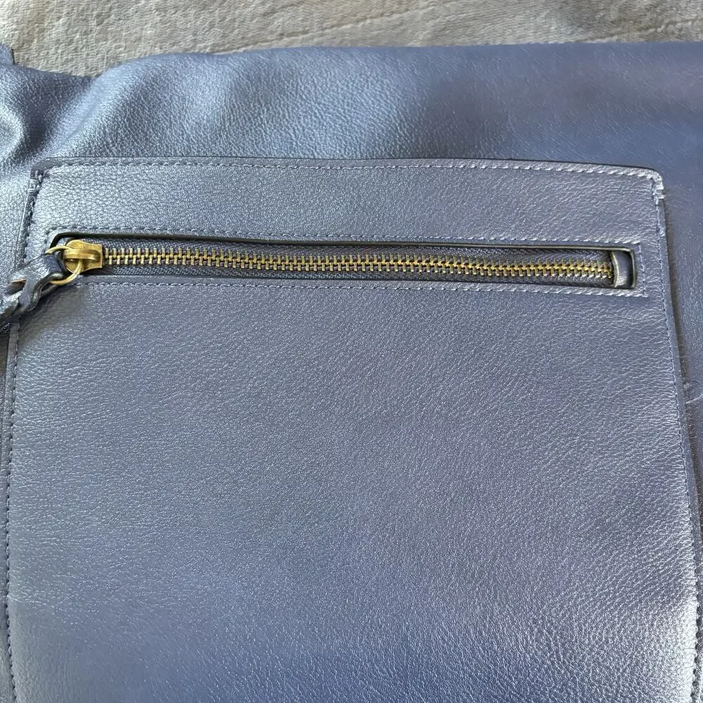Style & Co Hudsonn Blue Hobo Bag Adjustable Strap Zipper Pockets Vegan Leather